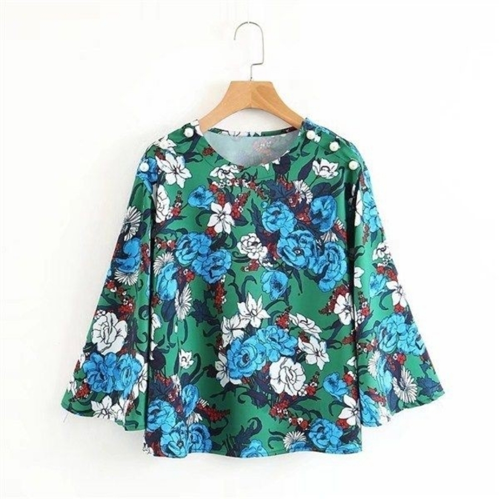Zara Floral Kimono Sleeve Blouse XS - Picture 8 of 9
